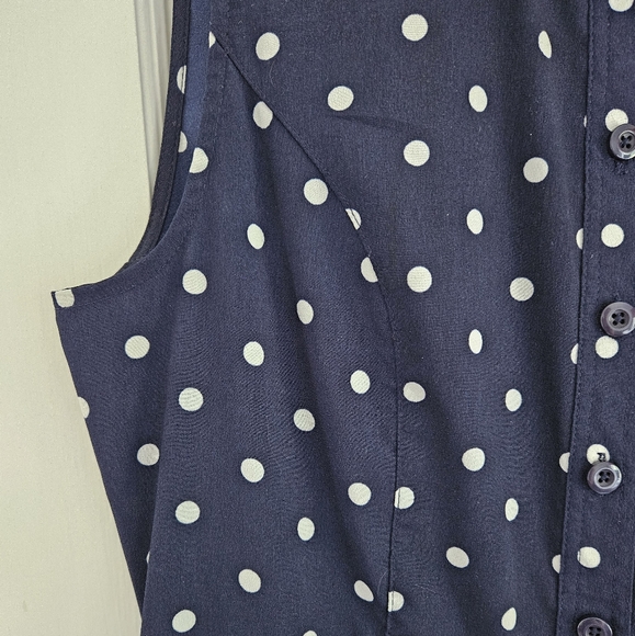 Navy and white polka polka dot tank dress - Picture 5 of 11